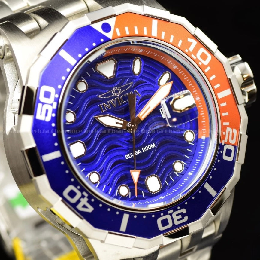 Invicta Men´s PRO DRIVER 52mm ORANGE/BLUE Dial Stainless Steel Watch - NEW