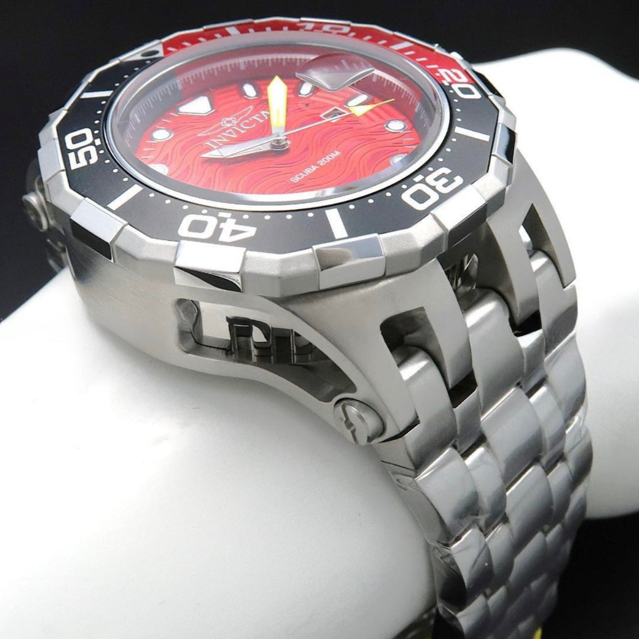 Invicta Men´s PRO DRIVER 52mm  Quartz Red Dial Red/Black Bezel Stainless Steel Watch - NEW