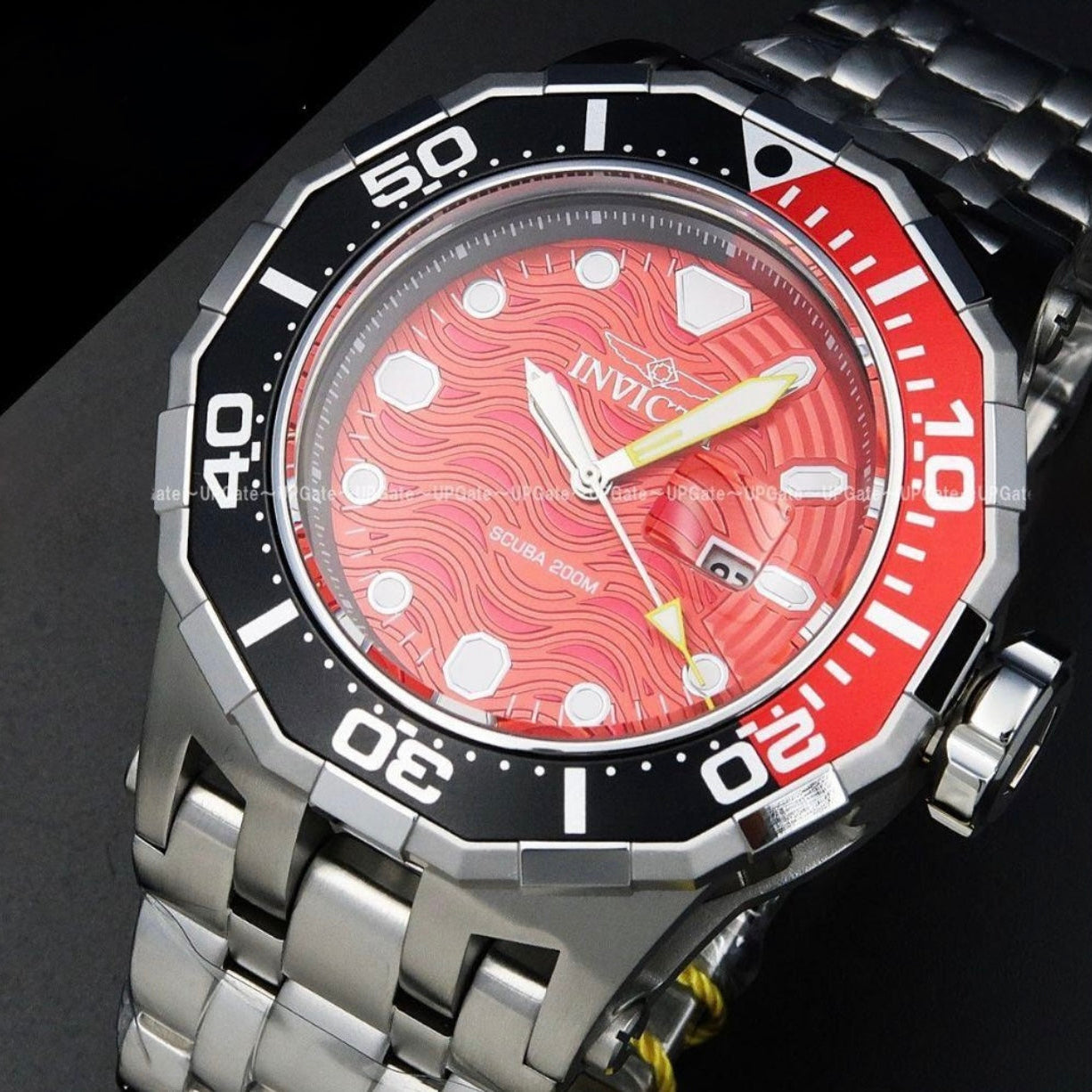 Invicta Men´s PRO DRIVER 52mm  Quartz Red Dial Red/Black Bezel Stainless Steel Watch - NEW
