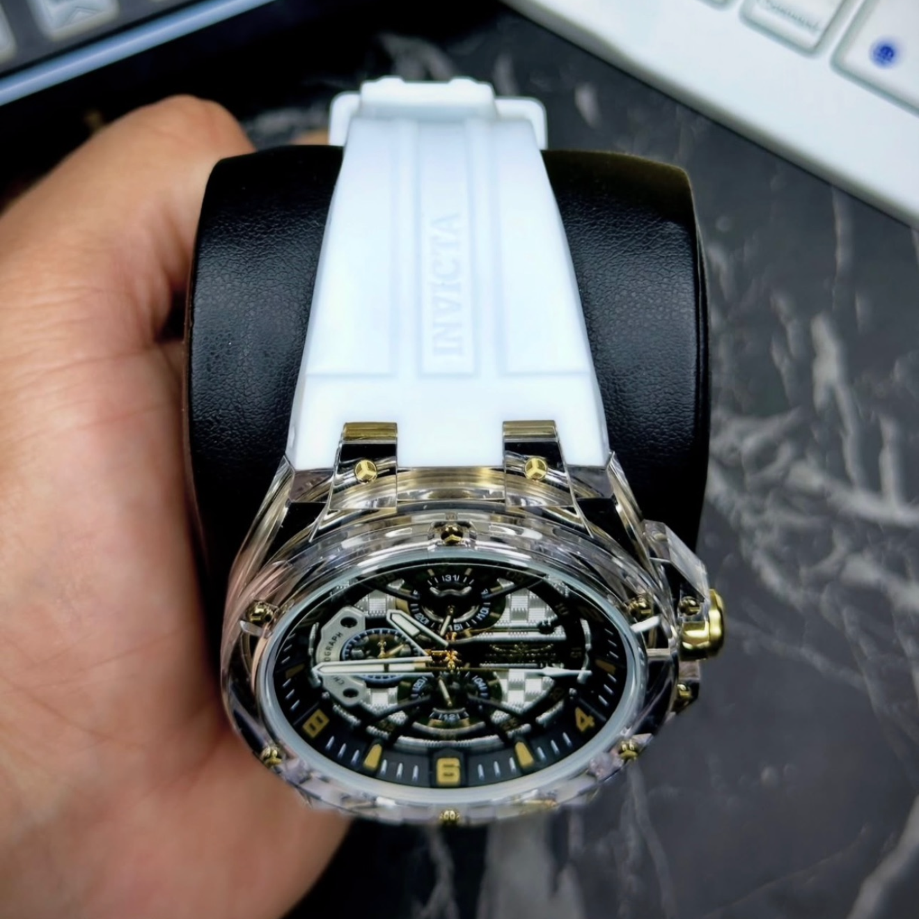 Invicta Men´s Racing Saphirex 46mm Quartz Watch - Gold Bezel