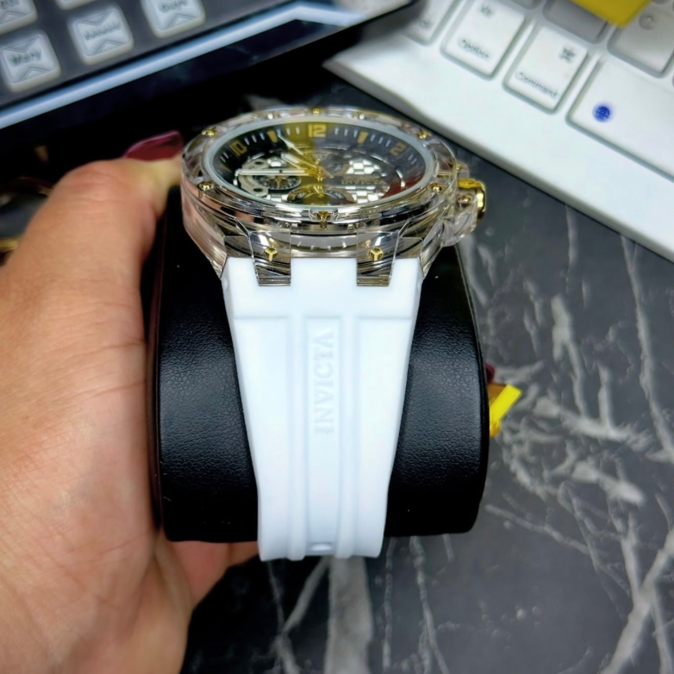 Invicta Men´s Racing Saphirex 46mm Quartz Watch - Gold Bezel