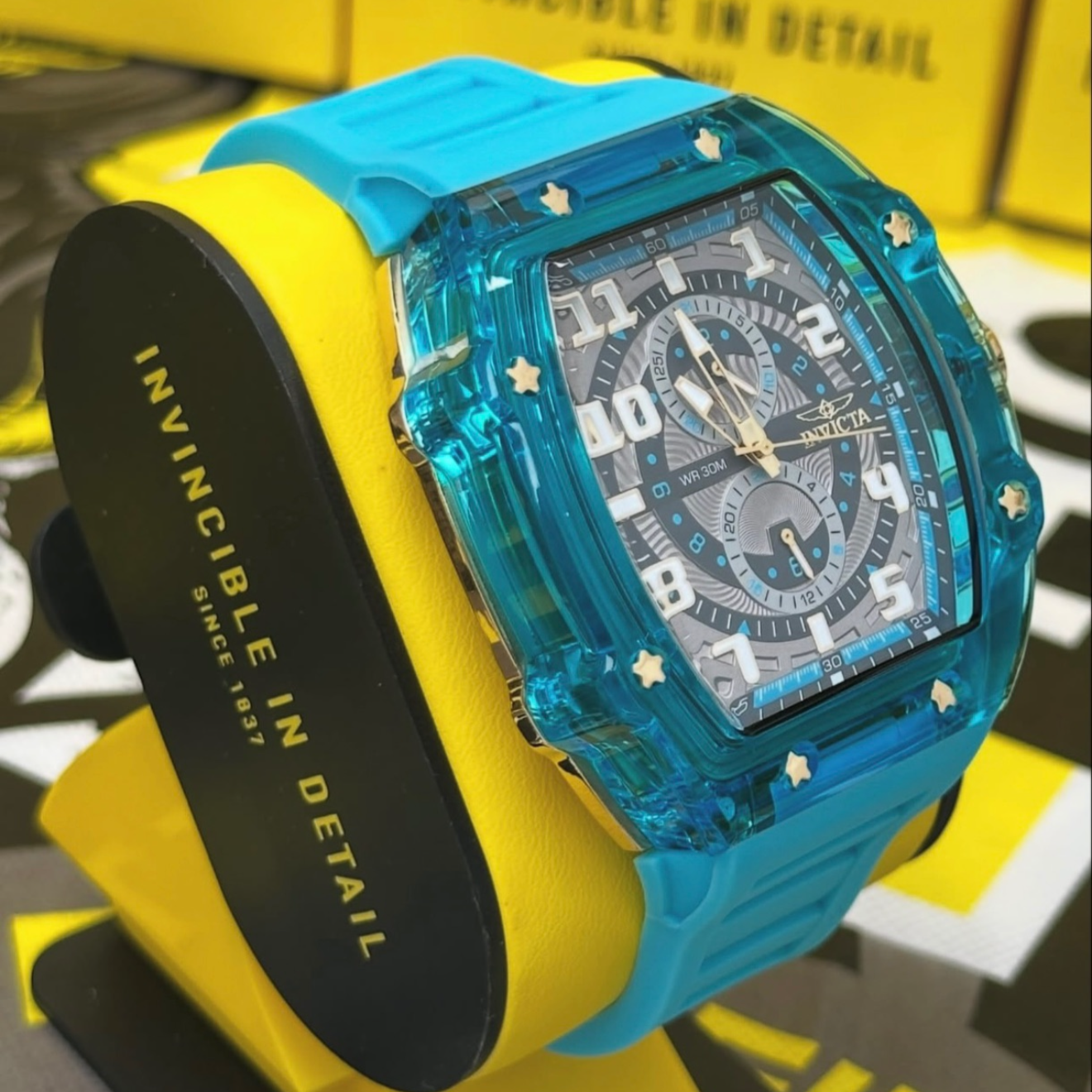 Invicta Men´s Watch 48.5mm Racing Cyclone Quartz Blue Tone