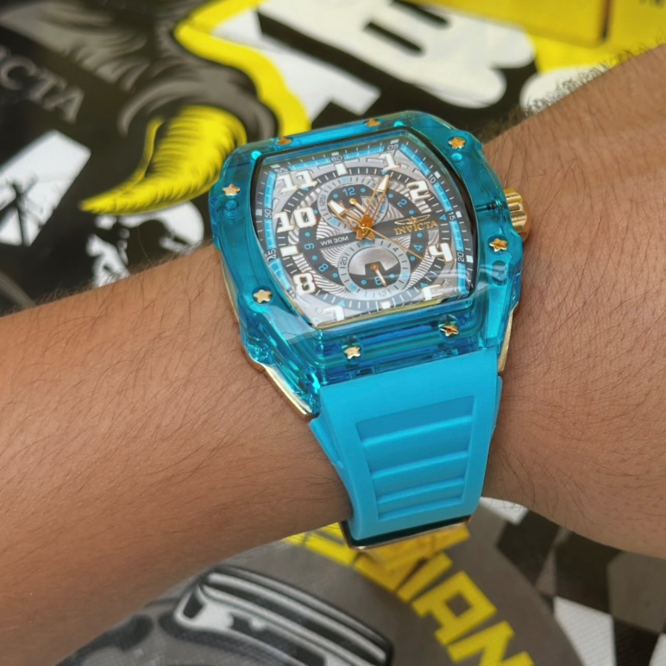 Invicta Men´s Watch 48.5mm Racing Cyclone Quartz Blue Tone