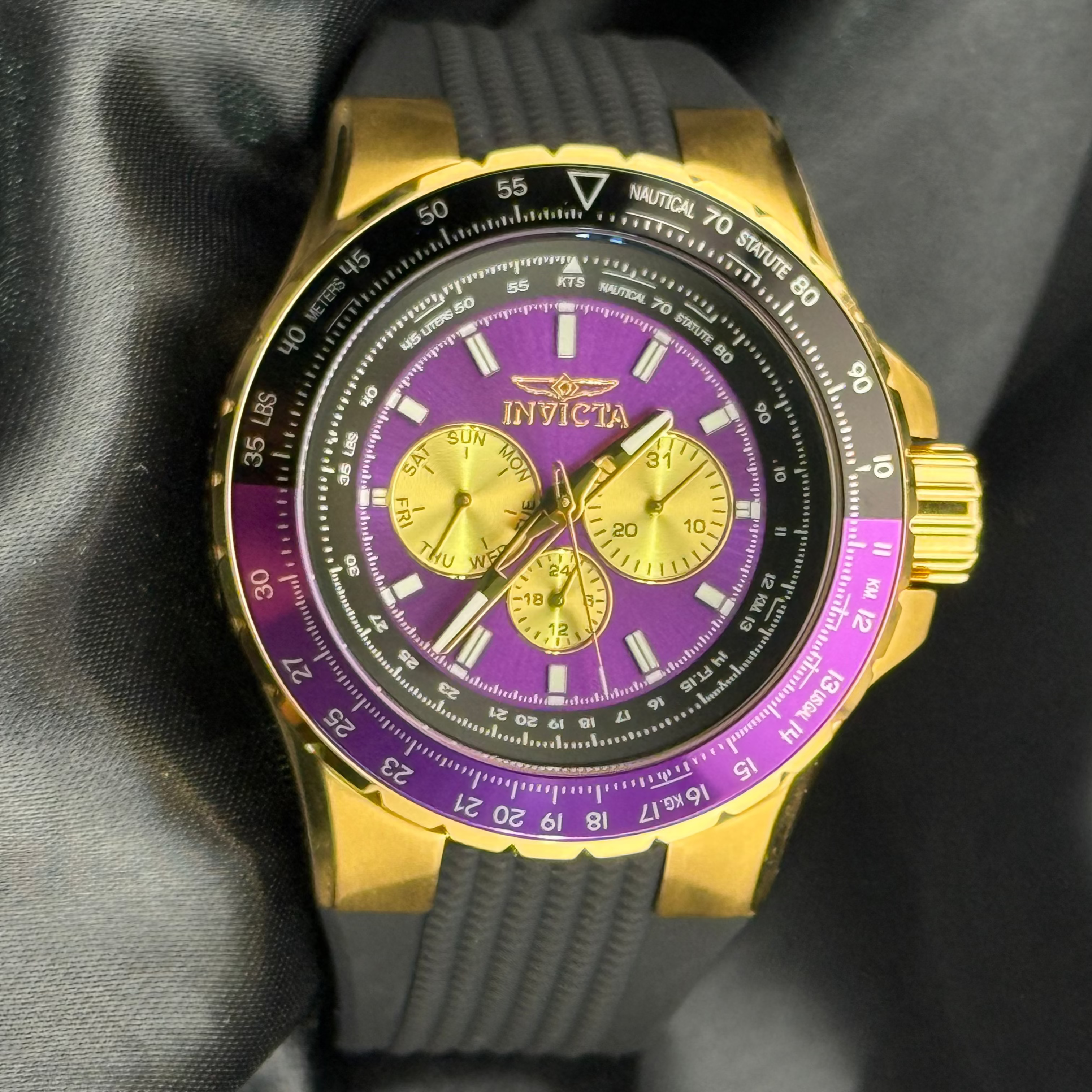 Invicta Purple/Blak Aviator Men´s 50mm Quartz