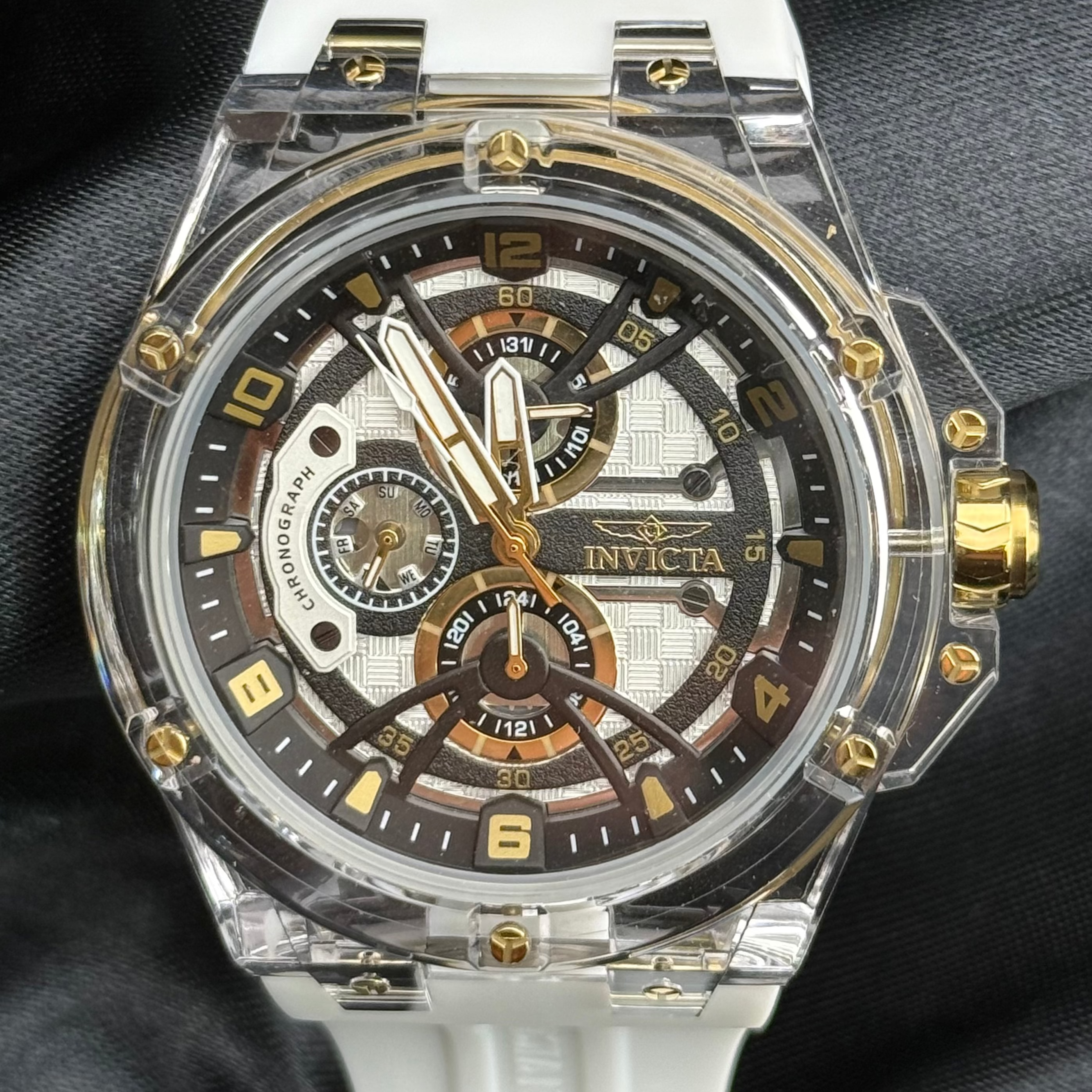 Invicta Men´s Racing Saphirex 46mm Quartz Watch - Gold Bezel