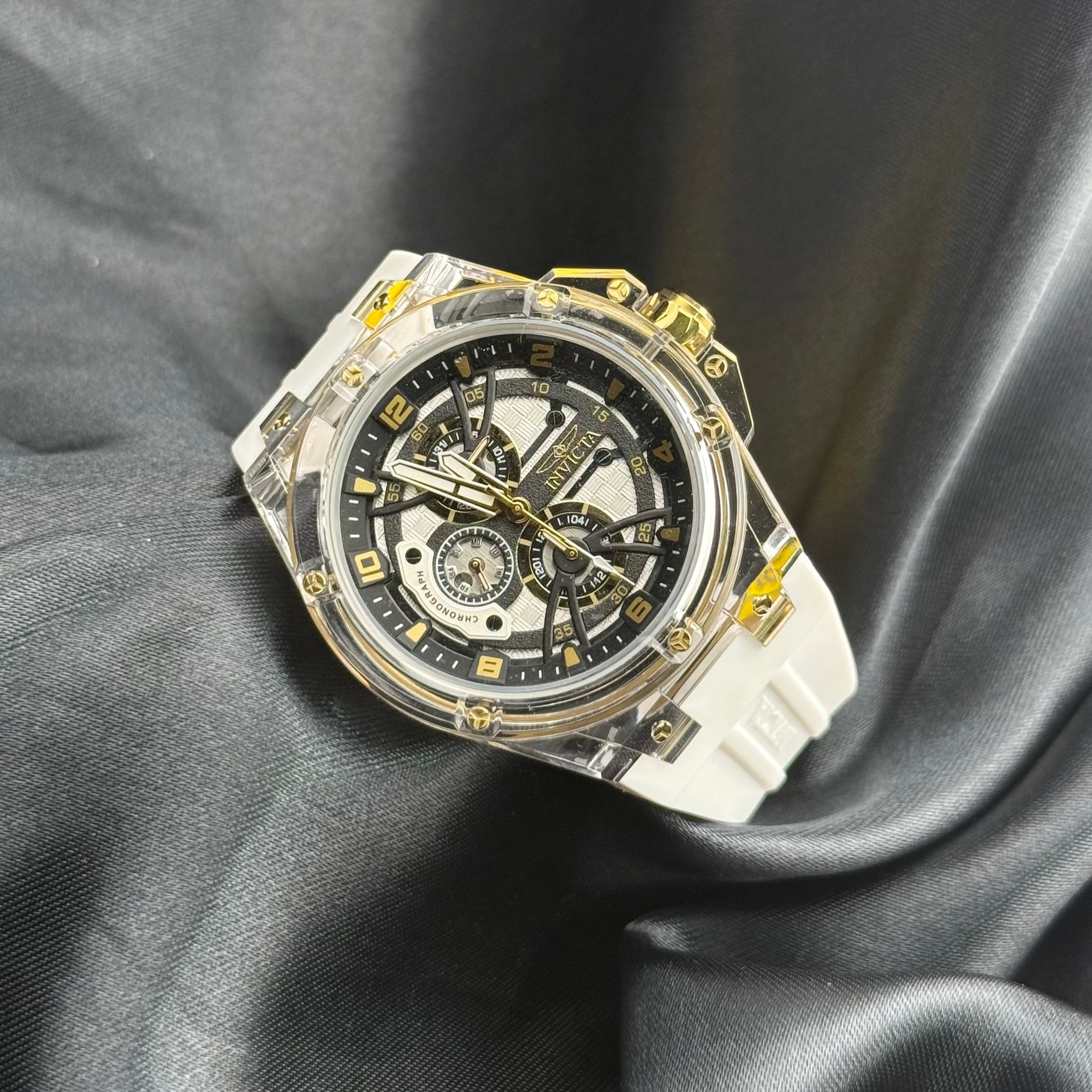 Invicta Men´s Racing Saphirex 46mm Quartz Watch - Gold Bezel