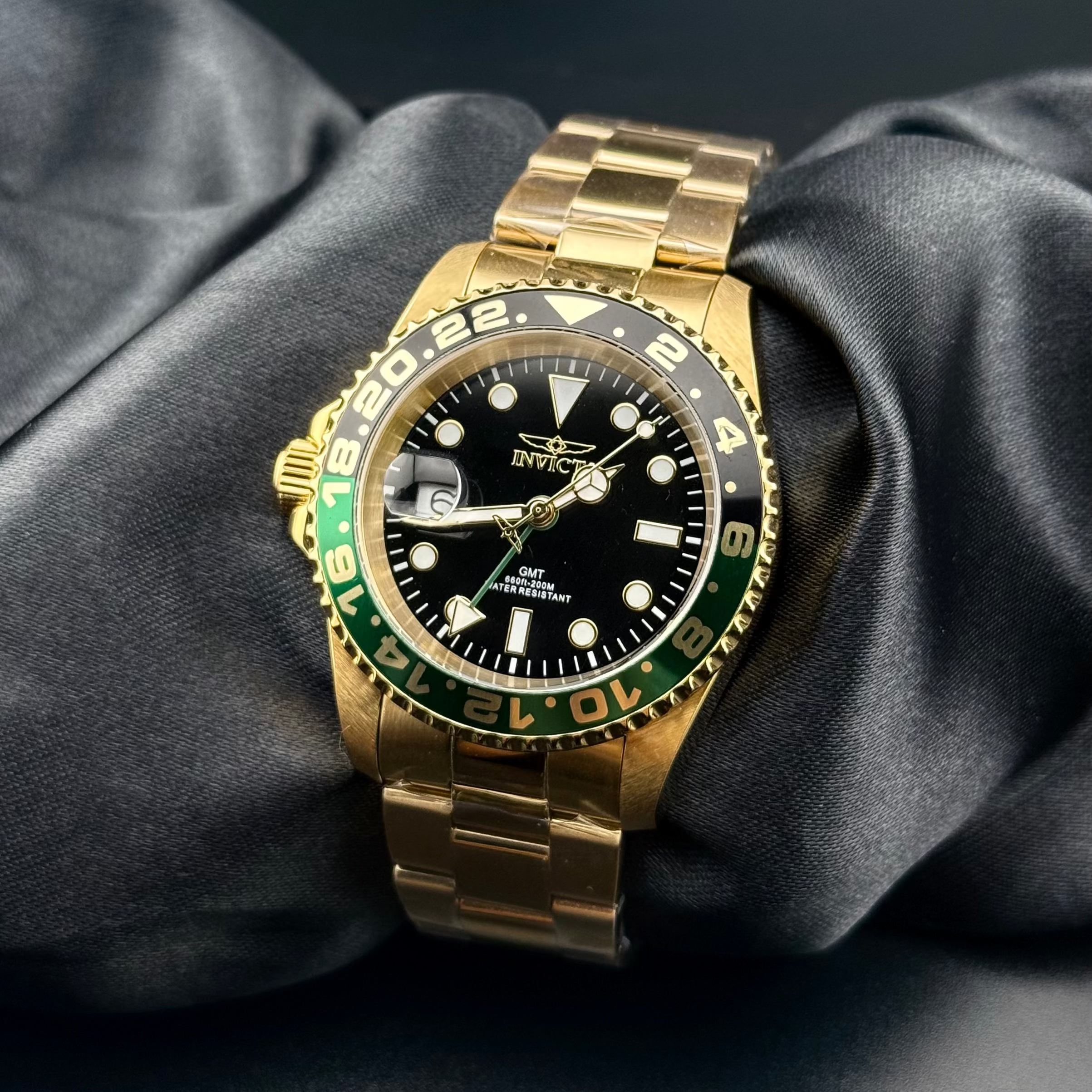 Invicta Pro Diver Left-Handed Swiss Ronda GMT/ Men´s Watch 42mm ,Steel Gold